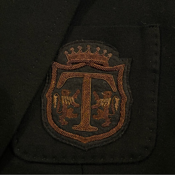 Talbots Blazer Women’s 14 Navy Logo Patch Buttons Preppy Classic Academia Office - Picture 6 of 11